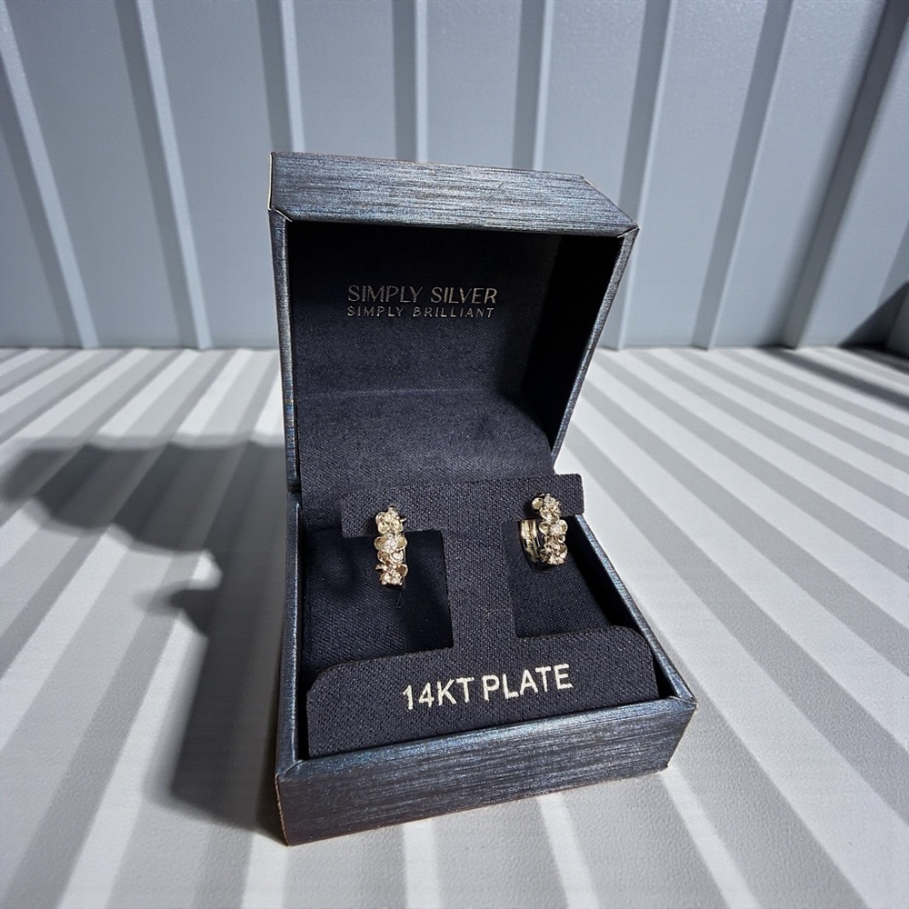 Simply Silver 14K crystal earrings new in Box